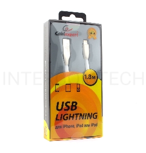 Кабель Cablexpert для Apple CC-G-APUSB01W-1.8M, AM/Lightning, серия Gold, длина 1.8м, белый, блистер
