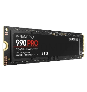 Твердотельный накопитель Samsung SSD 990 PRO, 2000GB, M.2(22x80mm), NVMe 2.0, PCIe 4.0 x4, V-NAND TLC, R/W 7450/6900MB/s, IOPs 1 400 000/1 550 000, DRAM buffer 2048MB, TBW 1200, DWPD 0.33, with Heatsink (12 мес.)