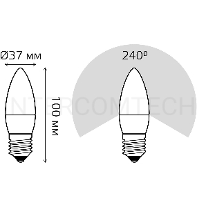 Лампа светодиодная Gauss 9.5Вт цок.:E27 свеча 220B 4100K св.свеч.бел.ней. (упак.:10шт) (103102210)