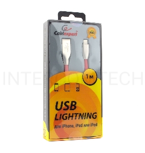 Кабель Cablexpert для Apple CC-G-APUSB01R-1M, AM/Lightning, серия Gold, длина 1м, красный, блистер