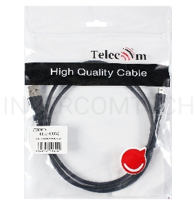 Кабель USB 2.0 A-->mini-B 5P (1м) черный TELECOM/VCOM <TC6911BK-1.0M>