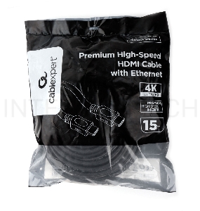 Кабель HDMI Cablexpert CC-HDMI4L-15M, 15м, v2.0, 19M/19M, серия Light, черный, позол.разъемы, экран, пакет