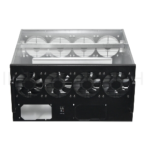 Корпус для майнинга Exegate EX270771RUS Pro 8-430 <без БП, 2*USB, 4*fan 120мм, места под: 8 видеокарт, 2 БП>