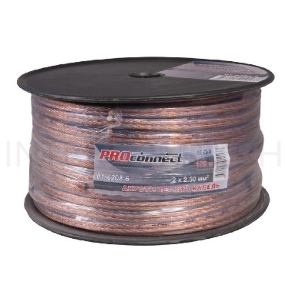 Кабель акустический, 2х2.50мм² PROCONNECT, прозрачный BLUELINE, 100м., 01-6208-6