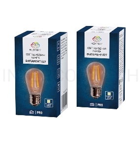 Ретро лампа Filament ST45 E27, 2W, 230В Теплая белая 3000K
