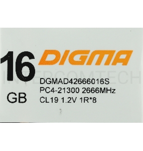Память Digma 16Gb DDR4 3200MHz DGMAD43200016S RTL PC4-25600 CL22 DIMM 288-pin 1.2В single rank