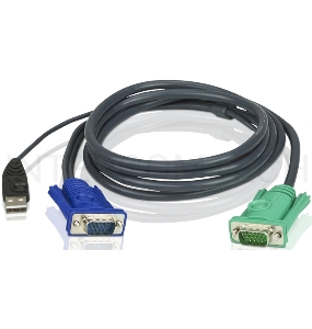 Шнур, мон+клав+мышь USB ATEN, SPHD15=>HD DB15+USB A-Тип, Male-2xMale,  8+4 проводов, опрессованный,   1.8 метр., черный, (2L-5202U)