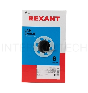 Кабель витая пара REXANT U/UTP, категория 6, ZH нг(А)-HF, 4PR, 23AWG, внутренний, серый, 305 м