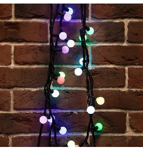 Гирлянда Мультишарики Ø17,5 мм, 10 м, черный каучук, 80 LED, цвет RGB