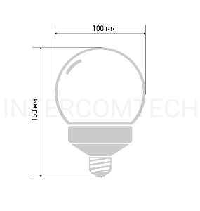 Лампа шар e27 12 LED  Ø100мм красная